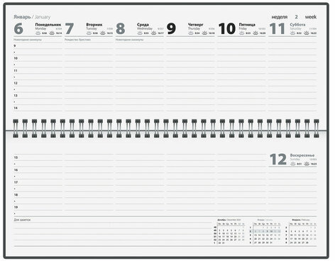 Планинг датированный 2025 285х112 мм, STAFF, гребень, картонная обложка, 64 л., "Россия", 116049