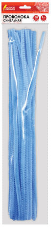 Проволока синельная для творчества "Пушистая", голубая, 30 шт., 0,6х30 см, ОСТРОВ СОКРОВИЩ, 661536