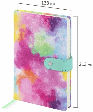 Ежедневник недатированный А5 138х213 мм BRAUBERG "Nebula", под кожу, застежка, 160 л., зелёный микс, 116237