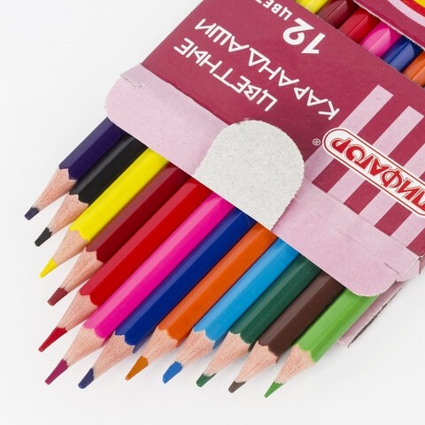 Карандаши цветные ПИФАГОР "ФЕЯ", 12 цветов, пластиковые, классические, заточенные, 181338