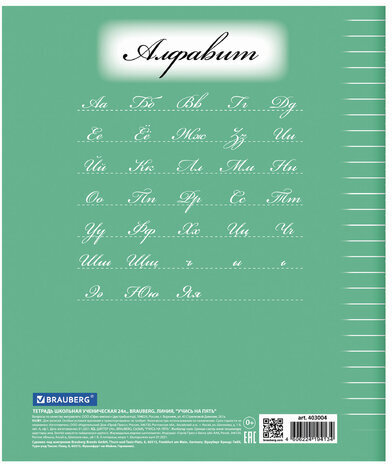 Тетрадь 24 л. BRAUBERG ЭКО "5-КА", линия, обложка плотная мелованная бумага, ЗЕЛЕНАЯ, 403004
