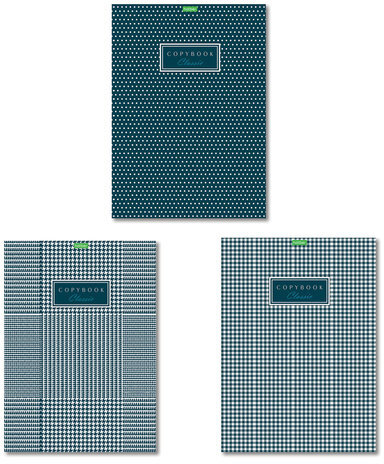Тетрадь, А4, 80 л., HATBER "ECO", скоба, клетка, обложка картон, "Classic" (3 вида), 80Т4C3
