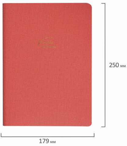 Тетрадь 60 л. в клетку обложка кожзам под лён, сшивка, B5 (179х250мм), КОРАЛЛОВЫЙ, BRAUBERG PASTEL, 403873