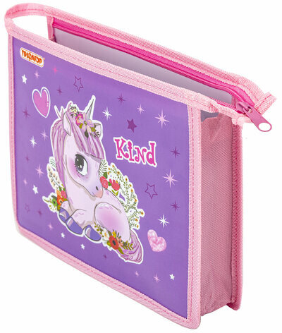 Папка для тетрадей ПИФАГОР А5, 1 отделение, пластик, на молнии, Happy Unicorn, 272199