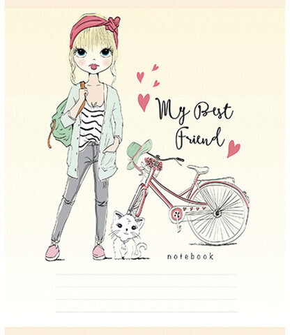 Тетрадь 18 л., ПЗБМ, клетка, выборочный лак, "Девчонки" (5 видов), 018276