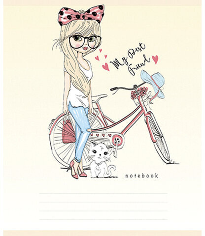 Тетрадь 18 л., ПЗБМ, клетка, выборочный лак, "Девчонки" (5 видов), 018276