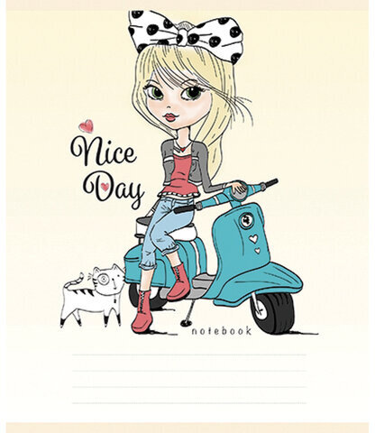 Тетрадь 18 л., ПЗБМ, клетка, выборочный лак, "Девчонки" (5 видов), 018276