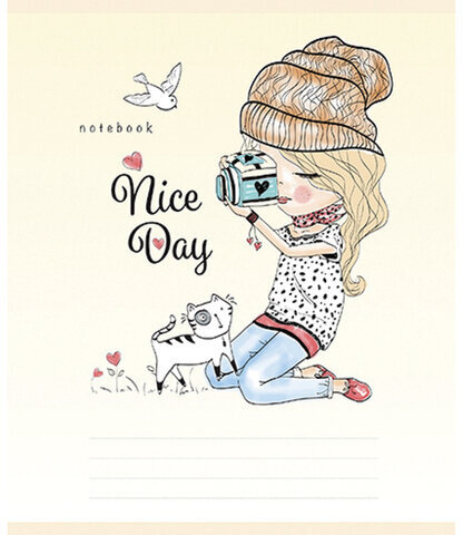 Тетрадь 18 л., ПЗБМ, клетка, выборочный лак, "Девчонки" (5 видов), 018276