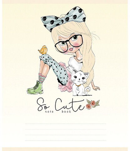 Тетрадь 18 л., ПЗБМ, клетка, выборочный лак, "Девчонки" (5 видов), 018276