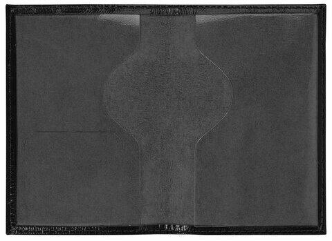 Обложка для паспорта натуральная кожа "наплак", тиснение серебром "Airplane", черная, BRAUBERG, 238212