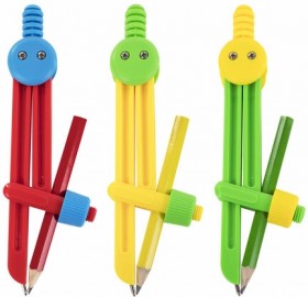 Циркуль ПИФАГОР пластиковый, с карандашом, 110 мм, в чехле, 210236