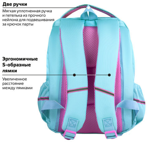 Рюкзак ЮНЛАНДИЯ MILD, 2 отделения, 3 кармана, эрго-спинка, "Corgi", 36х28х18 см, 270679