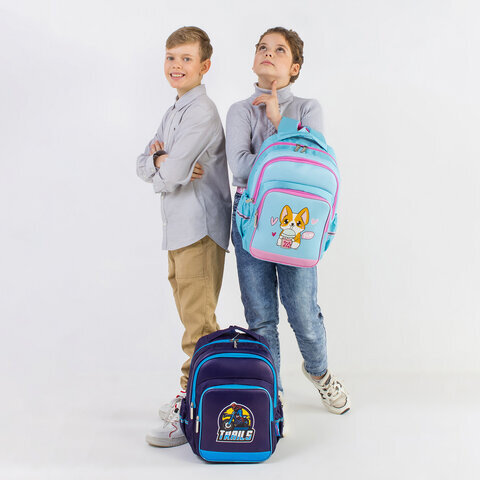 Рюкзак ЮНЛАНДИЯ MILD, 2 отделения, 3 кармана, эрго-спинка, "Corgi", 36х28х18 см, 270679