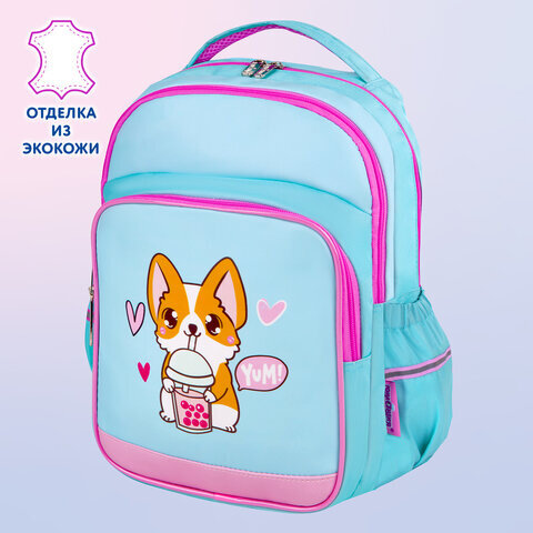 Рюкзак ЮНЛАНДИЯ MILD, 2 отделения, 3 кармана, эрго-спинка, "Corgi", 36х28х18 см, 270679