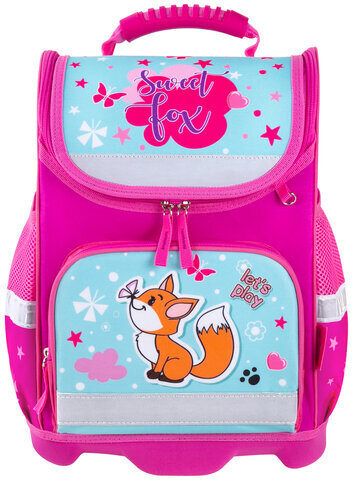 Ранец ЮНЛАНДИЯ WISE, 1 отделение, 3 кармана, устойчивое дно, "Lovely fox", 37x29х15 см, 271396