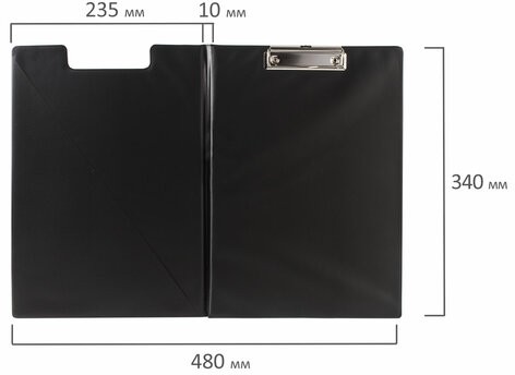 Папка-планшет BRAUBERG, А4 (340х240 мм), с прижимом и крышкой, картон/ПВХ, РОССИЯ, черная, 221488