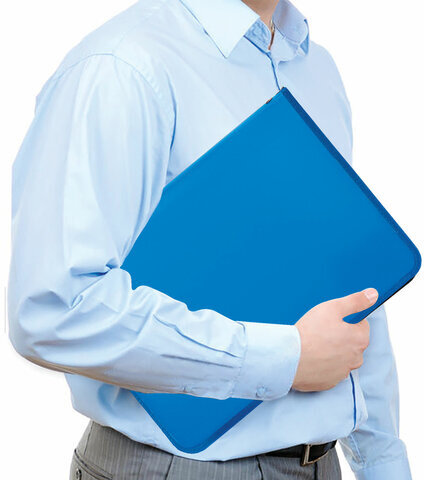 Папка для документов и тетрадей на молнии пластиковая BRAUBERG А4, 320х230 мм, синяя, 271715