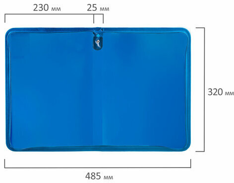 Папка для документов и тетрадей на молнии пластиковая BRAUBERG А4, 320х230 мм, синяя, 271715