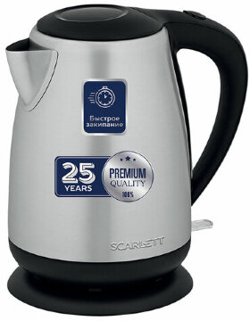 Чайник SCARLETT SC-EK21S93, 1,7 л, 2200 Вт, закрытый нагревательный элемент, сталь