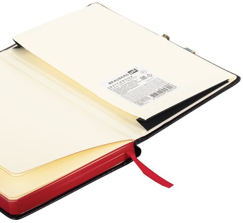 Скетчбук, слоновая кость 140 г/м2 130х210 мм, 80 л., КОЖЗАМ, застежка металл, BRAUBERG ART CLASSIC, "Inspiration", под кожу, черный, 116464