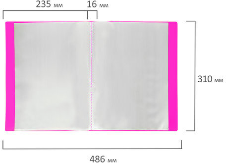 Папка 20 вкладышей BRAUBERG "Neon", 16 мм, неоновая розовая, 700 мкм, 227450