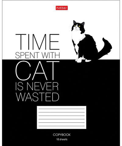 Тетрадь 18 л. HATBER клетка, обложка картон, "Умные звери" (5 видов в спайке), 18Т5В1