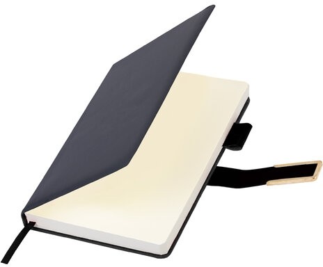 Ежедневник недатированный А5 143х210мм BRAUBERG Deluxe, под кожу, магнит 160л, черный, 117414, 117141