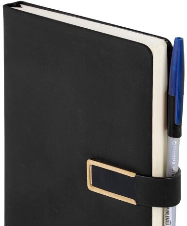 Ежедневник недатированный А5 143х210мм BRAUBERG Deluxe, под кожу, магнит 160л, черный, 117414, 117141