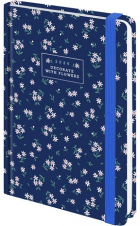 Ежедневник датированный 2026 с резинкой 145х203 мм, А5, BRAUBERG, твердый, фольга, &quot;Ромашки&quot;, 117346