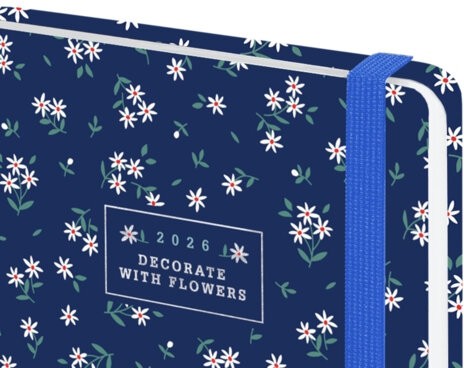 Ежедневник датированный 2026 с резинкой 145х203 мм, А5, BRAUBERG, твердый, фольга, "Ромашки", 117346