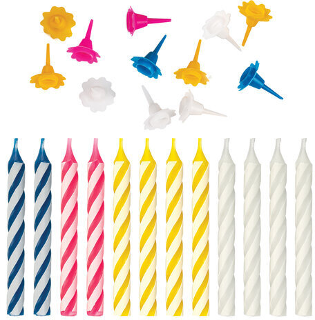 Набор свечей для торта 12 шт., 8 см, с держателями, ЗОЛОТАЯ СКАЗКА, в блистере, 591447