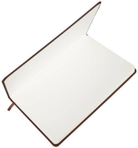 Блокнот А5 (148x218 мм), BRAUBERG "Metropolis", балакрон, 80 л., резинка, клетка, коричневый, 111586