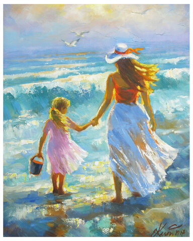 Картина по номерам 40х50 см, ОСТРОВ СОКРОВИЩ "На прогулке с мамой", на подрамнике, акрил, 662909