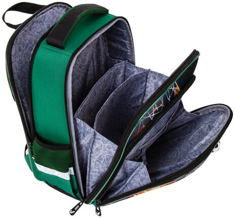 Ранец BRAUBERG QUADRO, 3 отделения, с брелком, "Fire football", 37х28х18 см, 229956