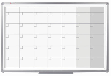 Доска-планинг НА МЕСЯЦ магнитно-маркерная 60х90 см, алюминиевая рамка, ГАРАНТИЯ 10 ЛЕТ, РОССИЯ, BRAUBERG, 236863