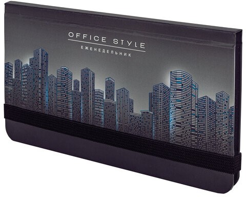 Еженедельник недатированный с резинкой (171х93 мм), BRAUBERG, твердый, УФ-ЛАК, 64 л., "Night City", 114575