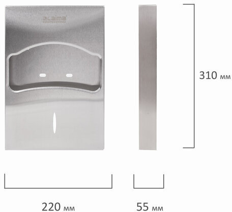 Диспенсер для покрытий на унитаз LAIMA PROFESSIONAL INOX, 1/4 сложения, нержавеющая сталь, матовый, 605704
