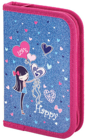 Пенал ПИФАГОР, 1 отделение, ламинированный картон, 19х11 см, Happy girl, 270160