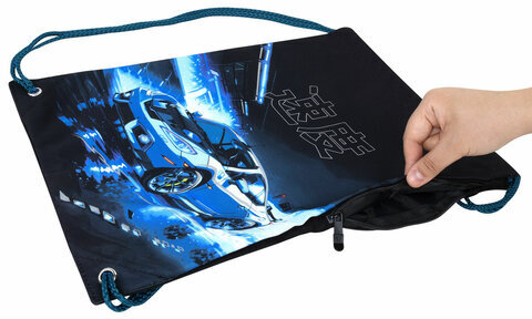 Мешок для обуви BRAUBERG PREMIUM, карман, подкладка, светоотражайка, 43х33 см, Night race, 272425