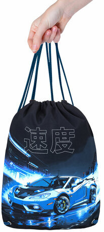 Мешок для обуви BRAUBERG PREMIUM, карман, подкладка, светоотражайка, 43х33 см, Night race, 272425