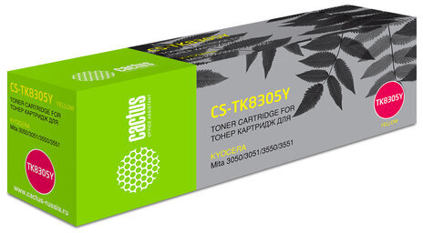 Тонер-картридж CACTUS (CS-TK8305Y) для KYOCERA TASKalfa 3050/3051/3551, желтый, ресурс 15000 стр.