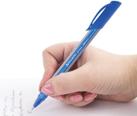 Ручка шариковая масляная BRAUBERG "Extra Glide Soft Grey", СИНЯЯ, узел 0,7 мм, линия письма 0,35 мм, 142929