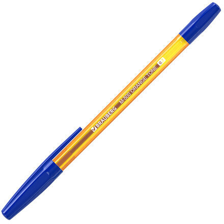 Ручка шариковая BRAUBERG "M-500 ORANGE TONE", СИНЯЯ, корпус тонированный оранжевый, узел 0,7 мм, линия письма 0,35 мм, 143451