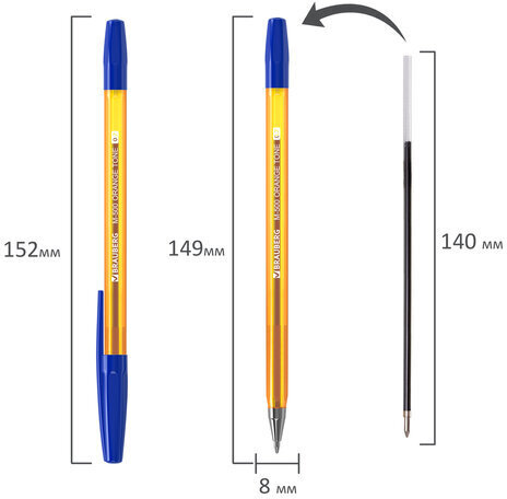 Ручка шариковая BRAUBERG "M-500 ORANGE TONE", СИНЯЯ, корпус тонированный оранжевый, узел 0,7 мм, линия письма 0,35 мм, 143451