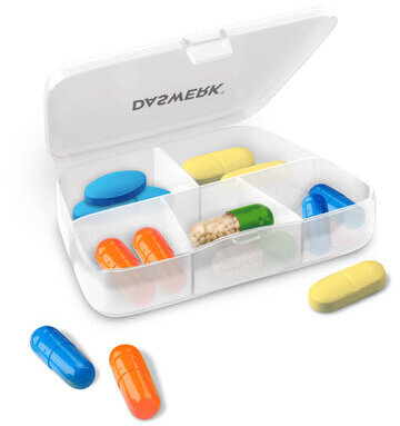 ТАБЛЕТНИЦА / Контейнер для лекарств и витаминов 5 отделений КАРМАННЫЙ, DASWERK, 630849