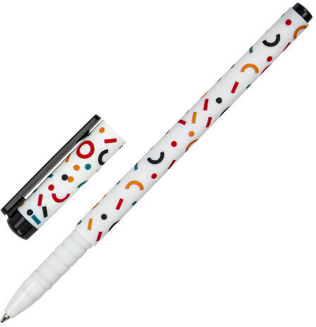 Ручка шариковая BRAUBERG SOFT TOUCH GRIP "CONFETTI", СИНЯЯ, мягкое покрытие, узел 0,7 мм, 143723