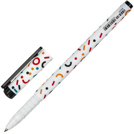 Ручка шариковая BRAUBERG SOFT TOUCH GRIP "CONFETTI", СИНЯЯ, мягкое покрытие, узел 0,7 мм, 143723