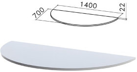 Стол приставной полукруг &quot;Монолит&quot;, 1400х700х750 мм, БЕЗ ОПОР (640137), цвет серый, ПМ35.11