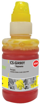Чернила CACTUS (CS-GI490Y) для СНПЧ CANON Pixma G1400/G2400/G3400, желтые, 0,1 л