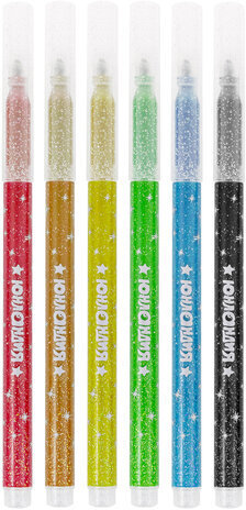 Фломастеры с блестками ЮНЛАНДИЯ 6 цветов, "ЮНЫЙ ВОЛШЕБНИК", ударопрочный наконечник, вентилируемый колпачок, картон, 151649